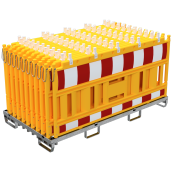 SET | with 20 panel fence | on storage and transport crossbar | with lamp adapter | with red/white foil, type RA2/B | type of barrier NOX yellow